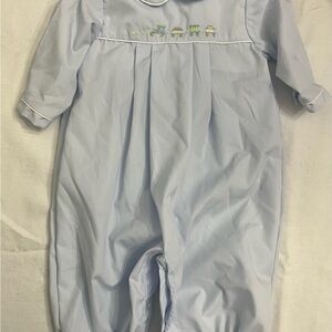 Light Blue Baby Romper with Embroidery